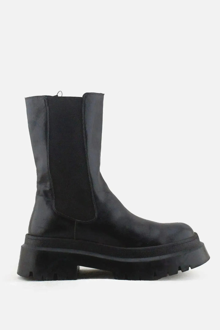 Pull & Bear Stretchable Combat Ankle Boots | 100% Authentic Leather - sundaybazar