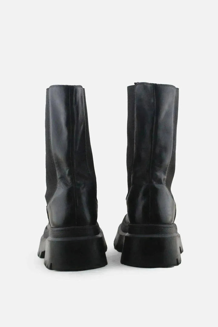 Pull & Bear Stretchable Combat Ankle Boots | 100% Authentic Leather - sundaybazar