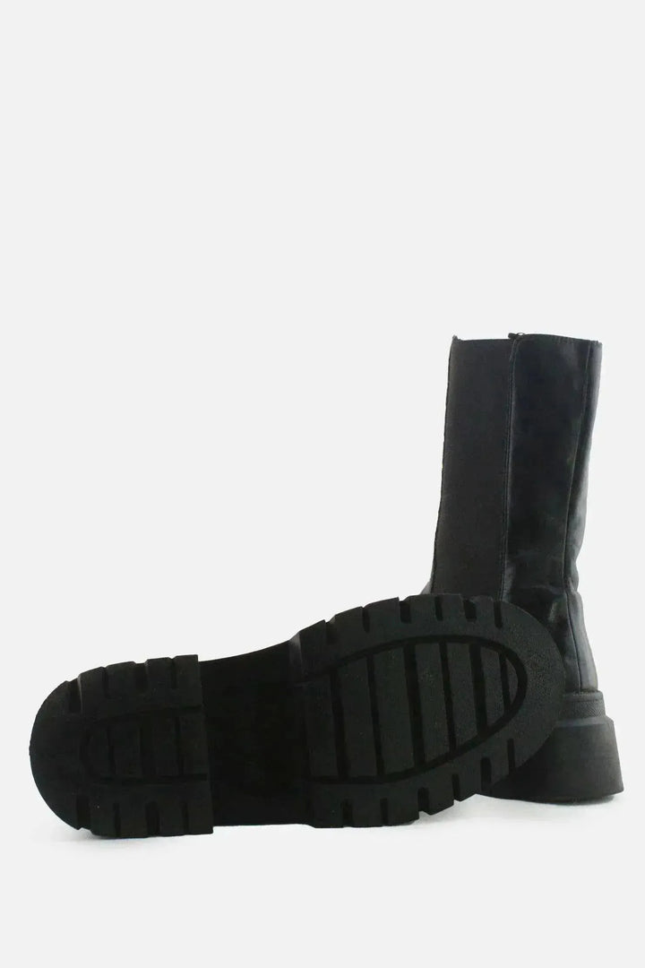 Pull & Bear Stretchable Combat Ankle Boots | 100% Authentic Leather - sundaybazar