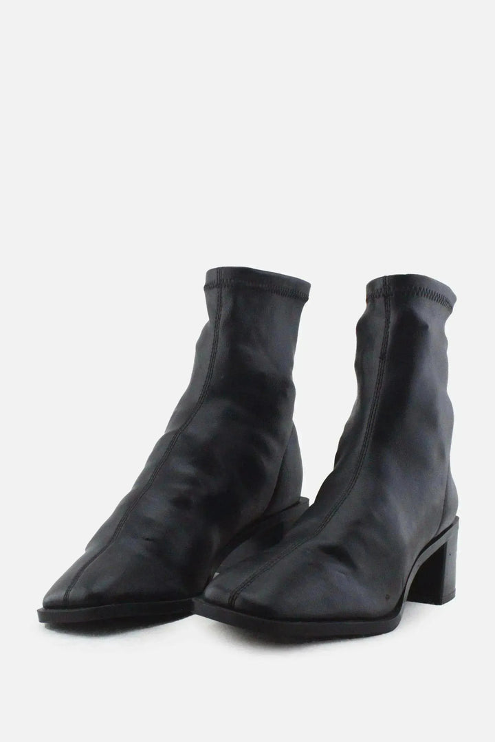 Stradivarius Zipper Block Ankle Boots | 100% Authentic Leather - sundaybazar