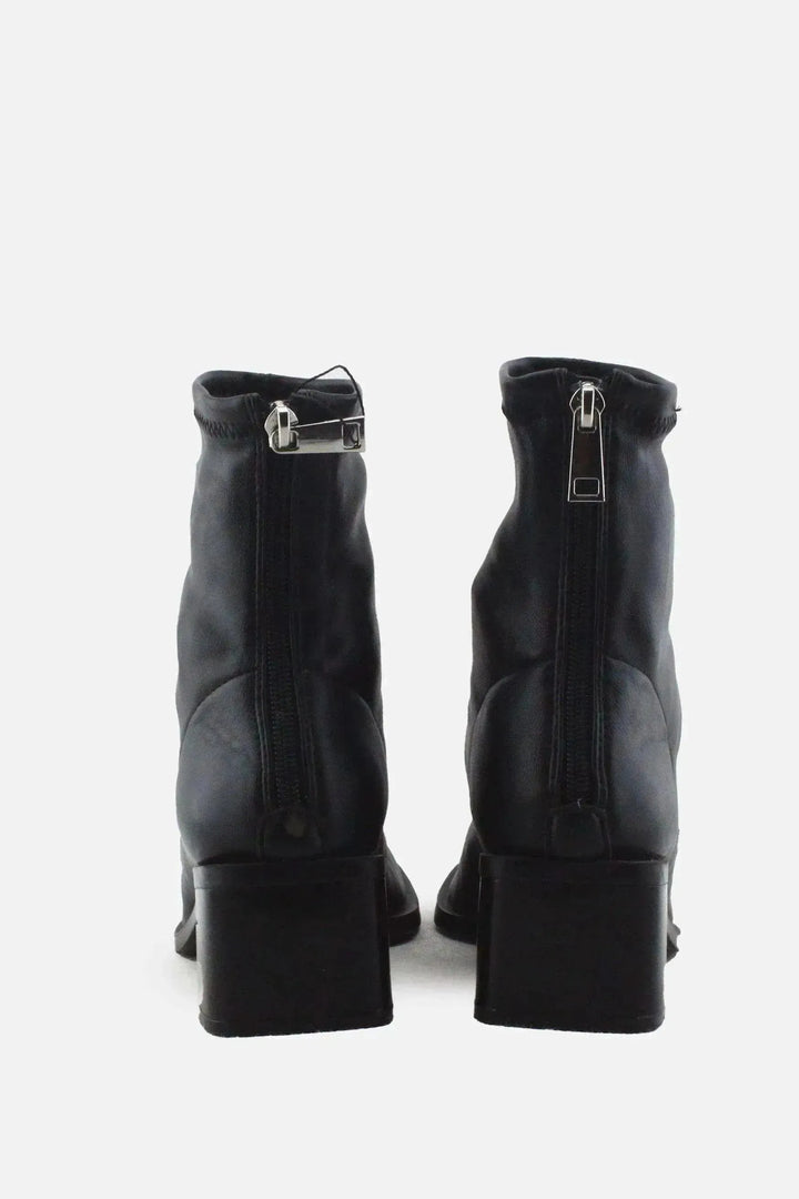 Stradivarius Zipper Block Ankle Boots | 100% Authentic Leather - sundaybazar