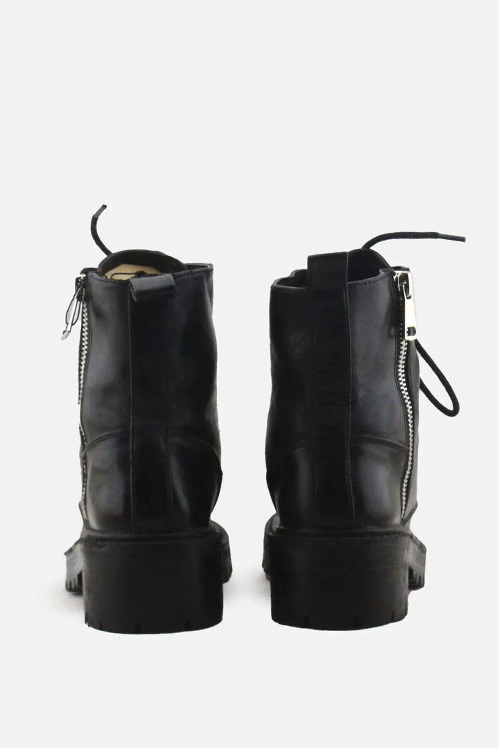 Lefties Zipper Laces Combat Boots | 100% Authentic Leather - sundaybazar