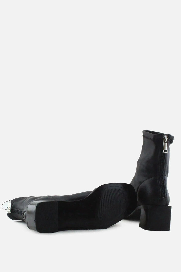 Stradivarius Zipper Block Ankle Boots | 100% Authentic Leather - sundaybazar
