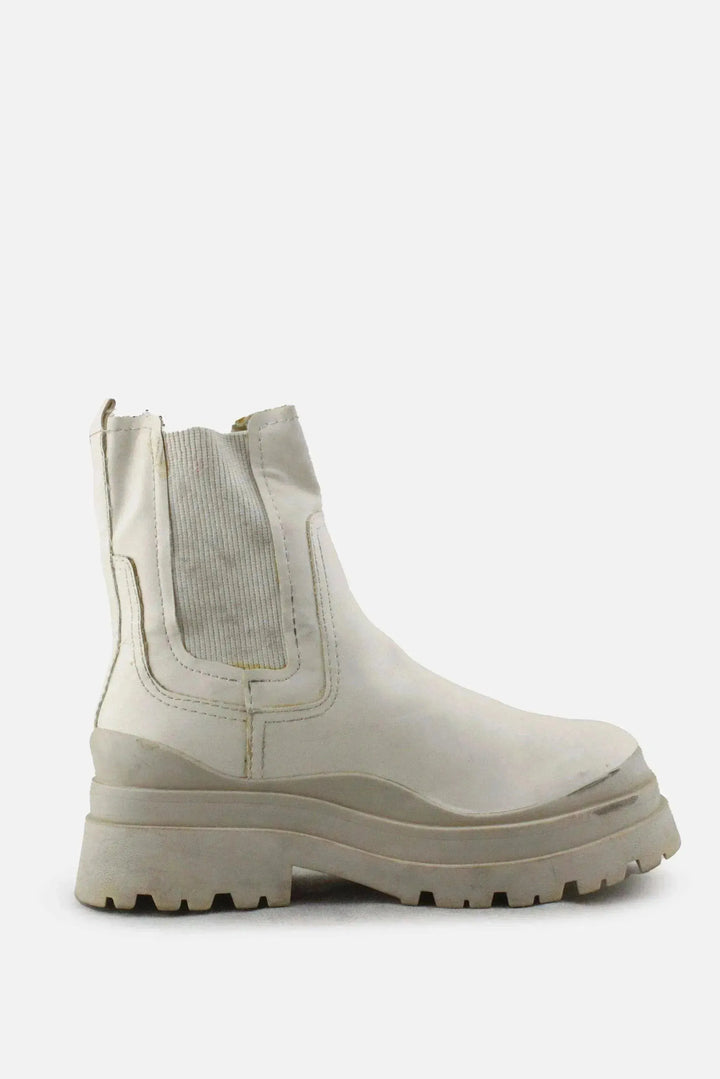 Stradivarius Stretchable Combat Ankle Boots | 100% Authentic Leather - sundaybazar