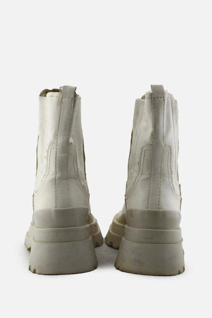 Stradivarius Stretchable Combat Ankle Boots | 100% Authentic Leather - sundaybazar
