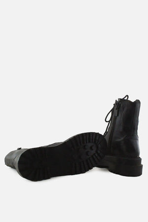 Stradivarius Zipper Laces Combat Ankle Boots | 100% Authentic Leather - sundaybazar