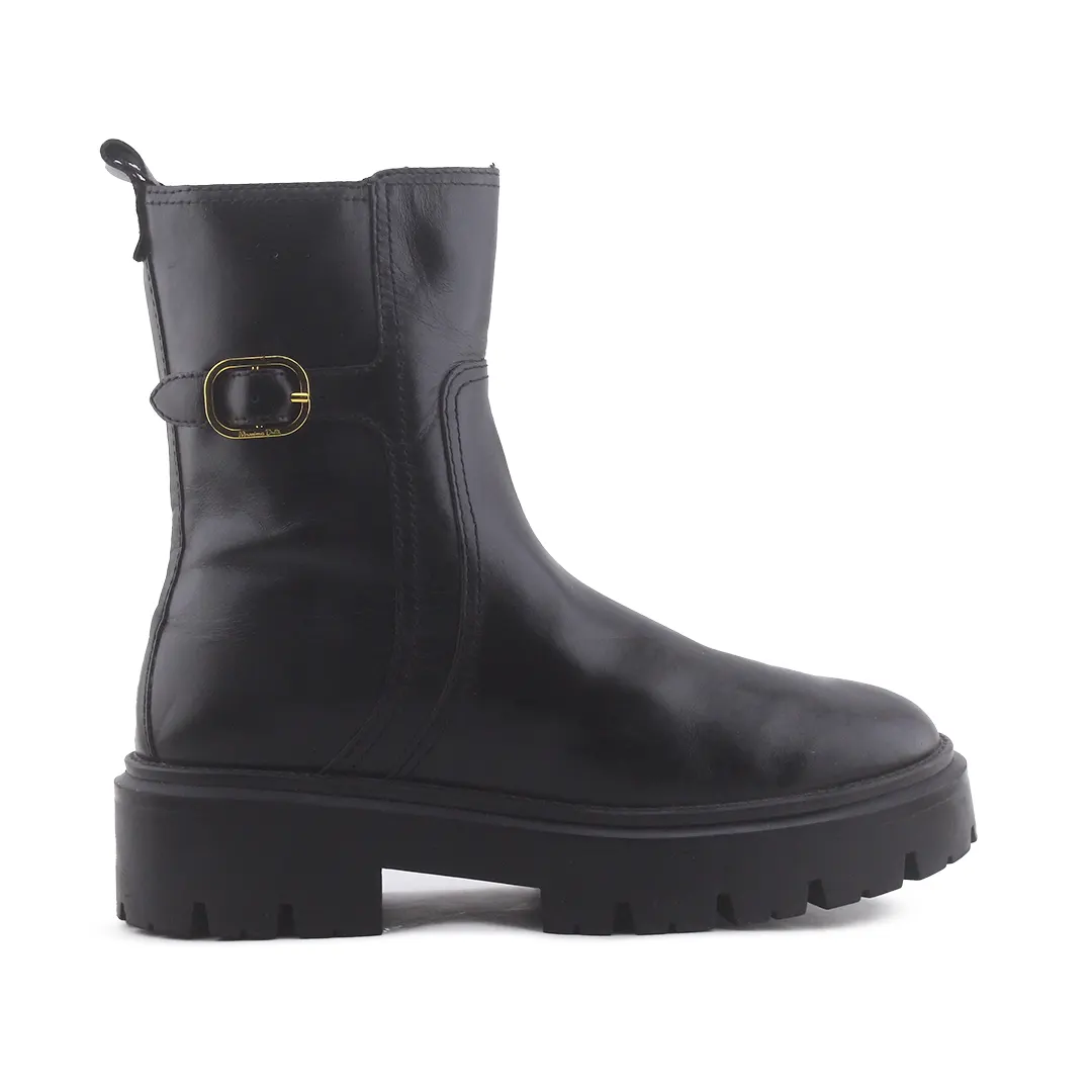 Massimo Dutti Zipper Buckle Strap Ankle Boot | 100% Authentic Leather