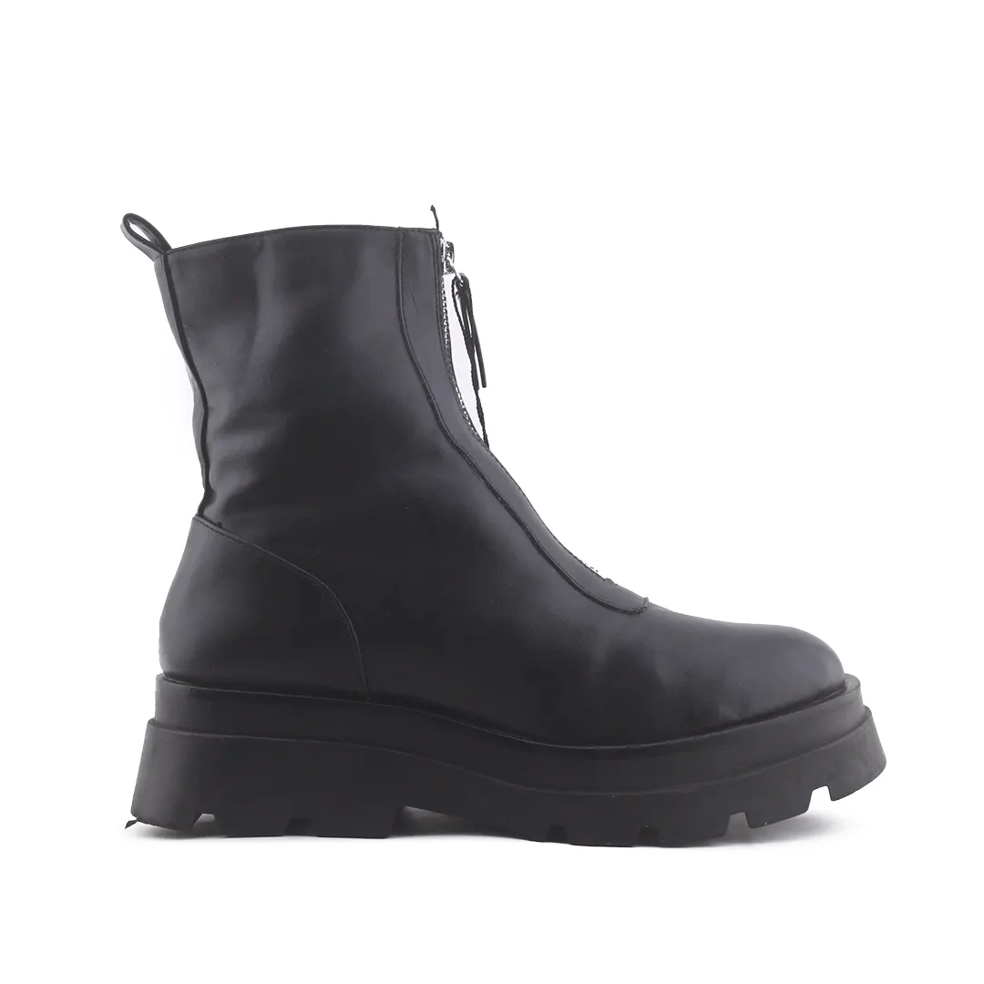 Pull & Bear Zipper Combat Ankke Boot | 100% Authentic Leather