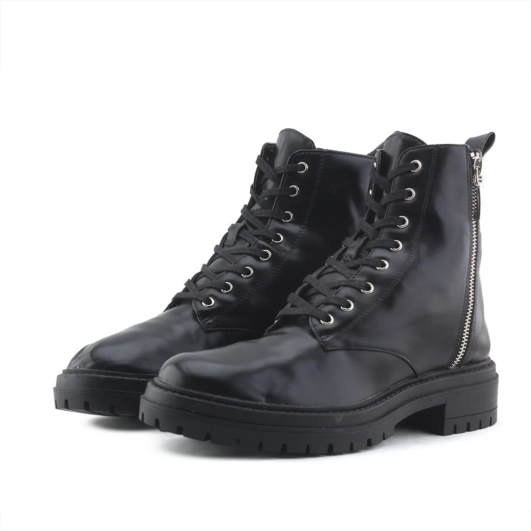 Lefties Zipper Lace Up Ankle Boot | 100% Authentic Leather