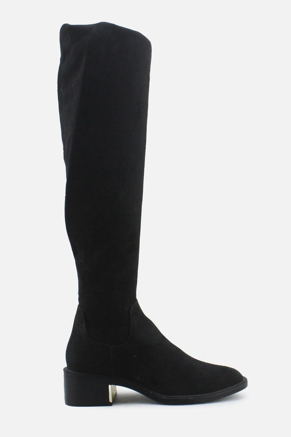 Zara Zipper Block Over The Knee Boots | Suede