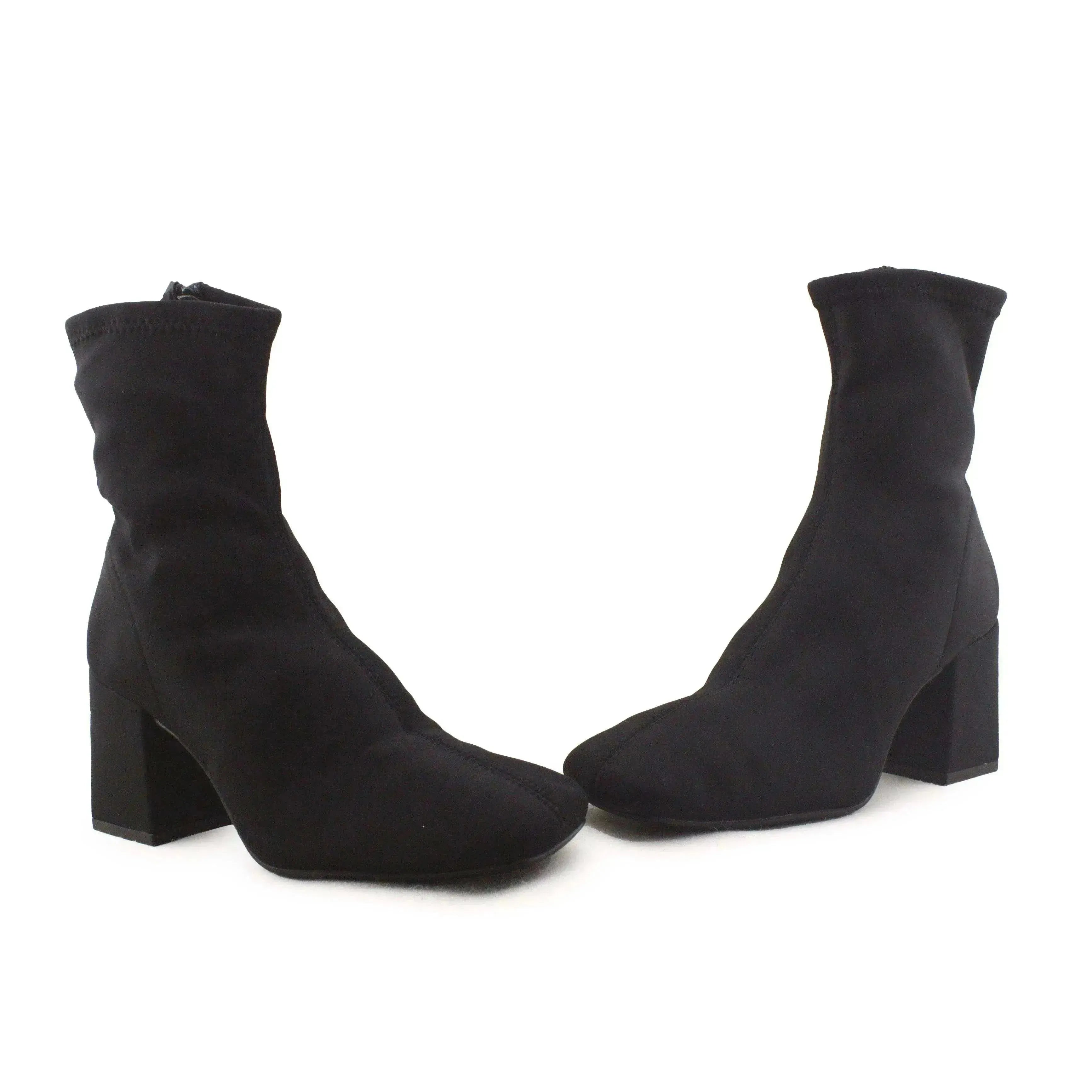 Zara Zipper Block Heels Sock Boots - sundaybazar