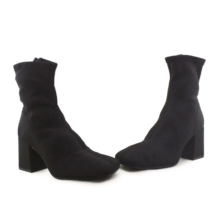 Zara Zipper Block Heels Sock Boots - sundaybazar