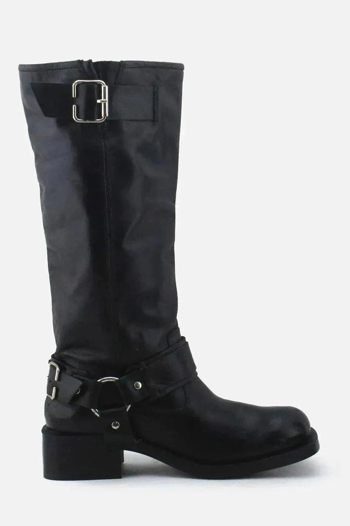 Zara Buckle Straps Frye long Boots | 100% Authentic Leather - sundaybazar