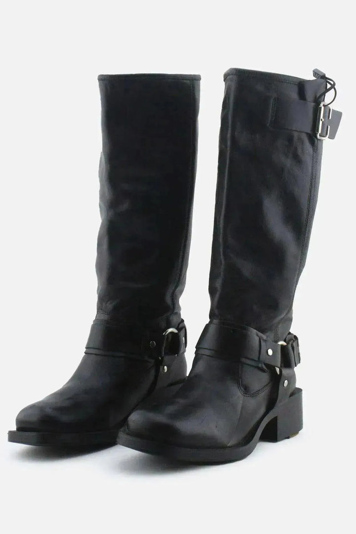 Zara Buckle Straps Frye long Boots | 100% Authentic Leather - sundaybazar
