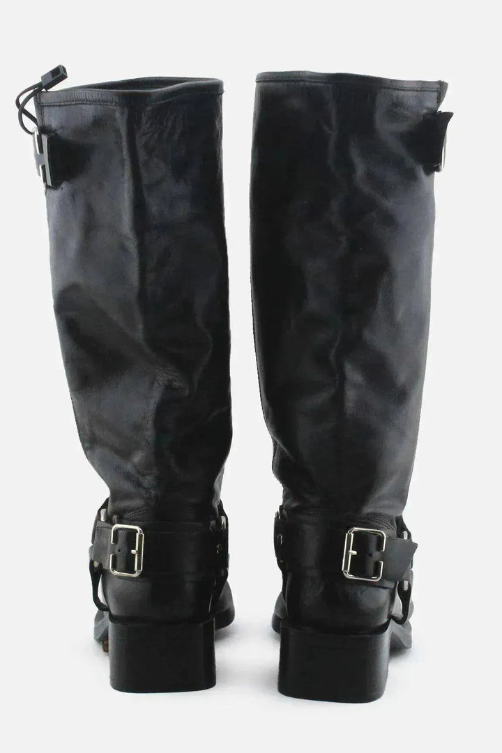 Zara Buckle Straps Frye long Boots | 100% Authentic Leather - sundaybazar