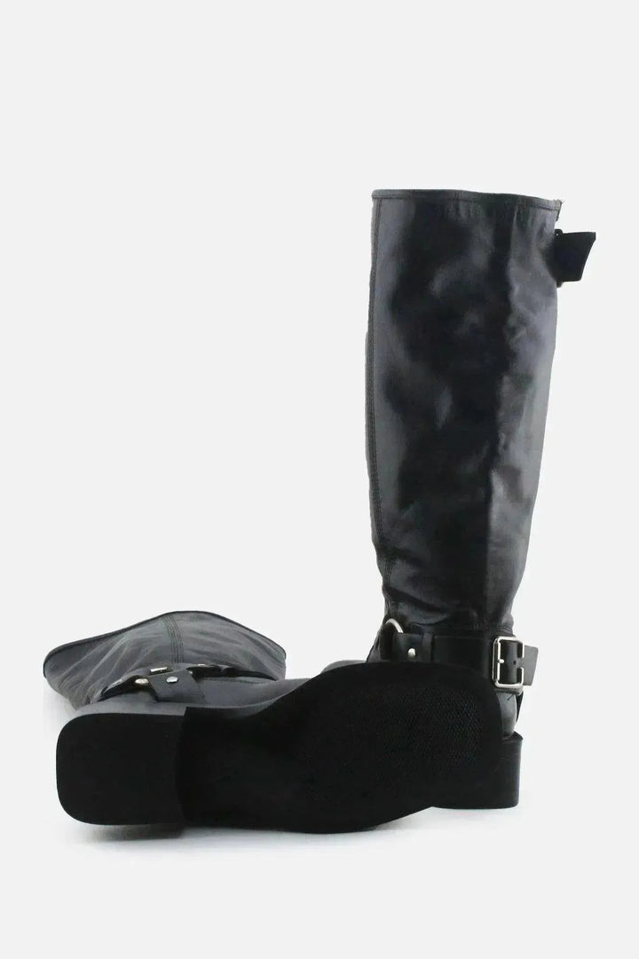 Zara Buckle Straps Frye long Boots | 100% Authentic Leather - sundaybazar