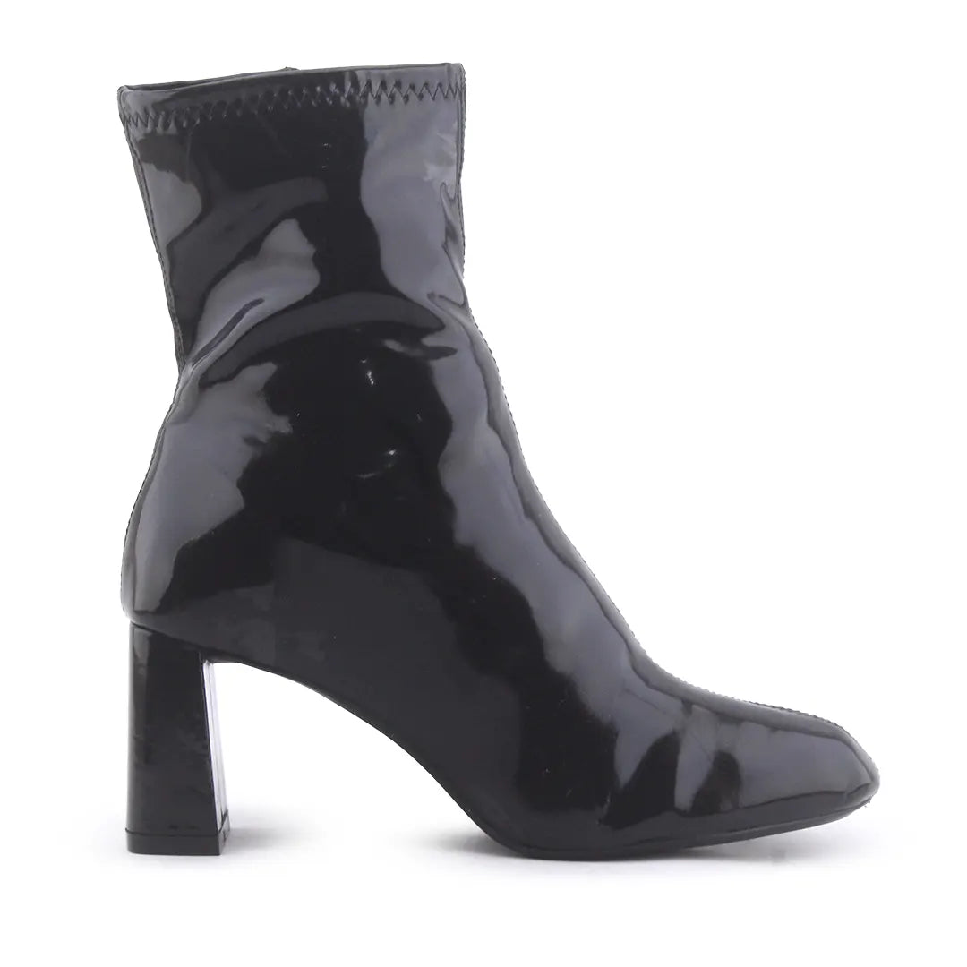 Bershka Zipper Patent Ankle Boot