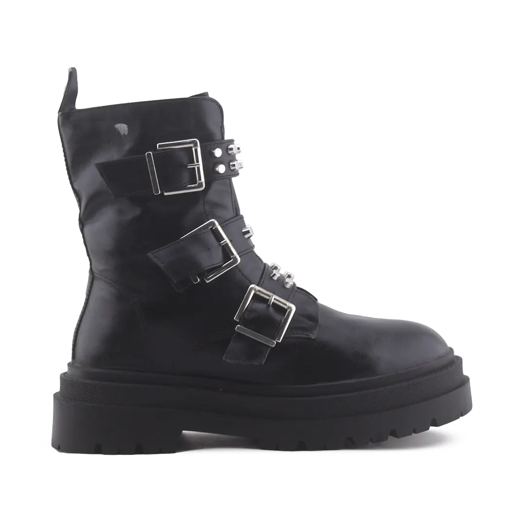 Stradivarius Zipper Buckle Strap Ankle Boot | 100% Authentic Leather