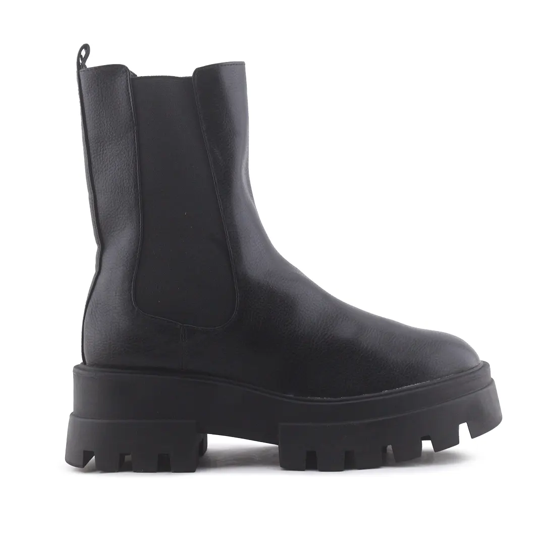 Pull & Bear Stretchable Combat Ankle Boot | 100% Authentic Leather