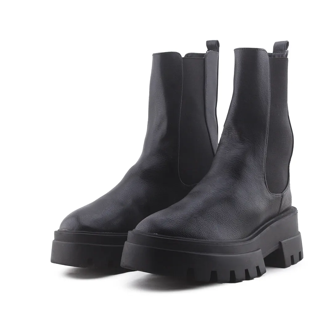 Pull & Bear Stretchable Combat Ankle Boot | 100% Authentic Leather