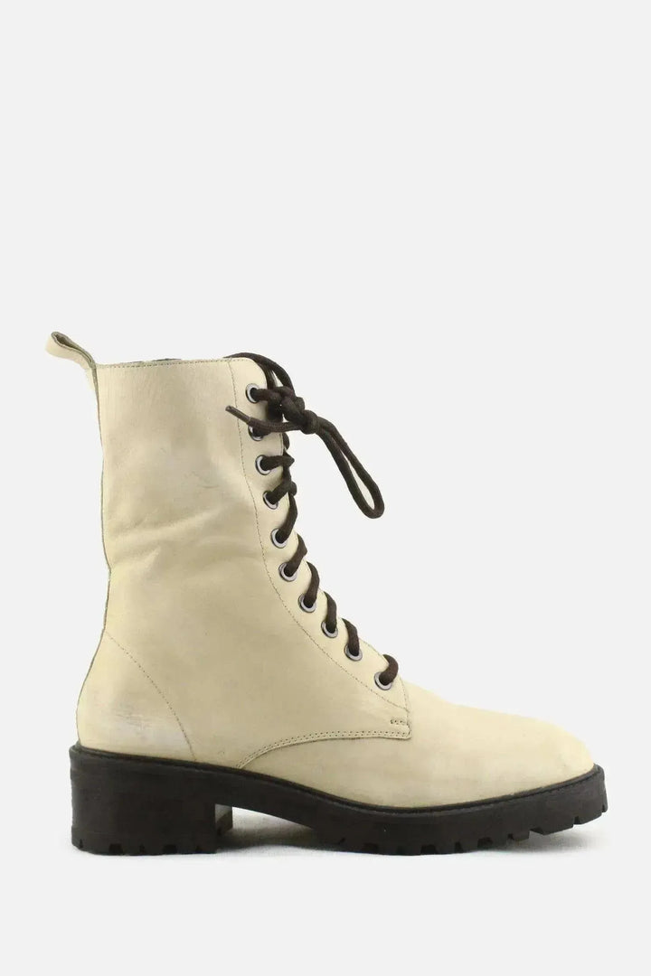 Massimo Dutti Zipper Laces Combat Boots | 100% Authentic Leather - sundaybazar