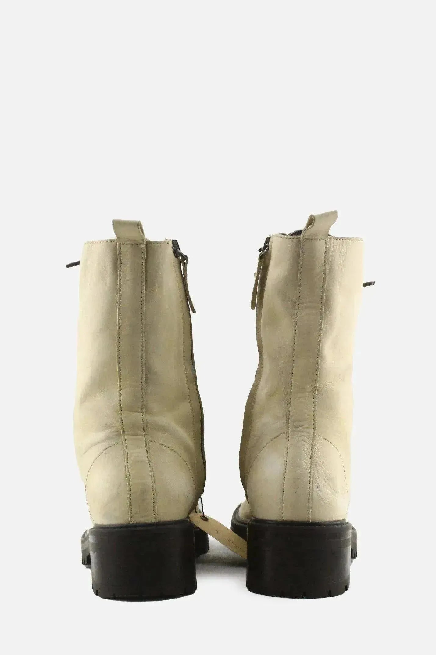 Massimo Dutti Zipper Laces Combat Boots | 100% Authentic Leather - sundaybazar