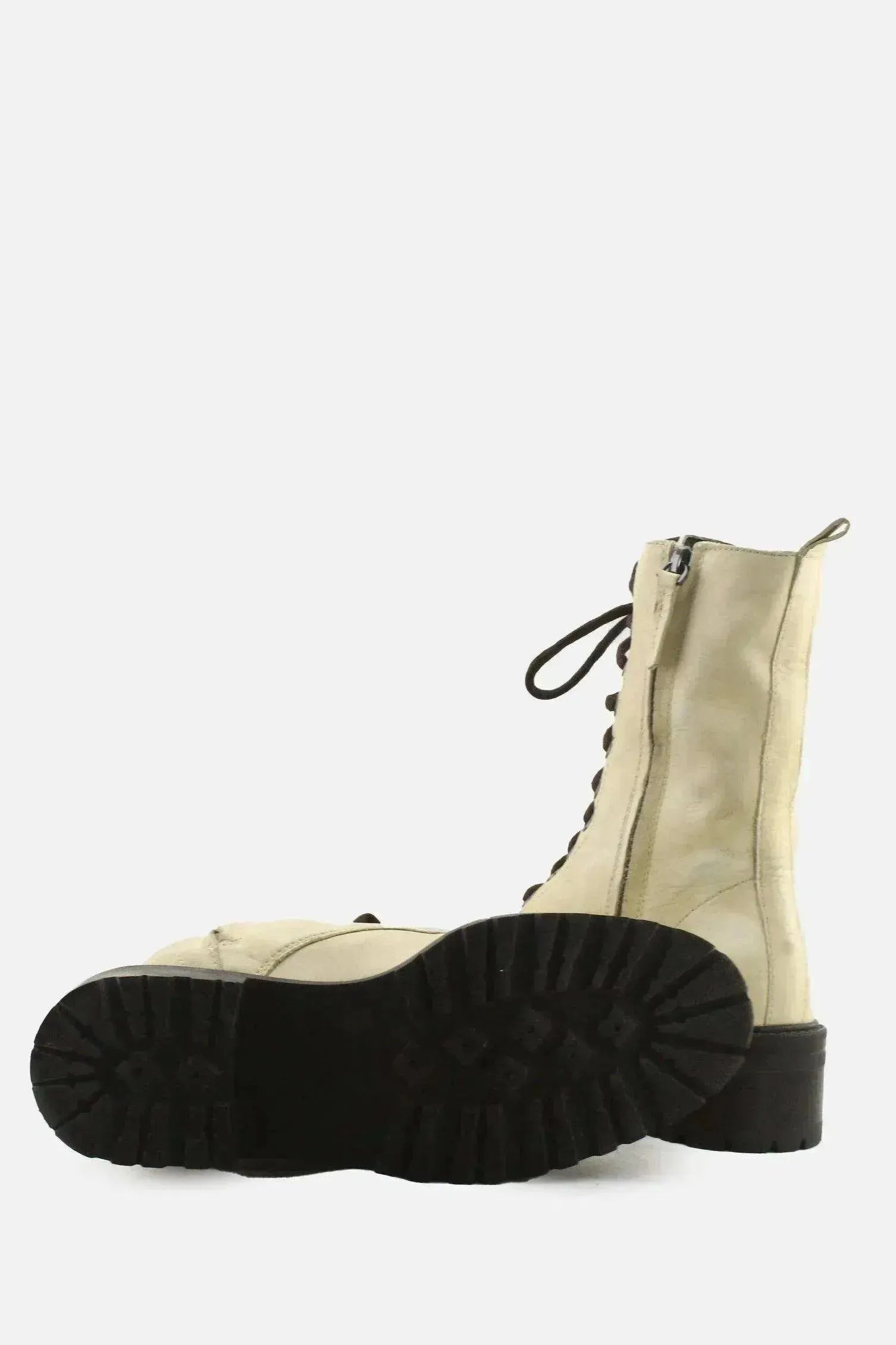 Massimo Dutti Zipper Laces Combat Boots | 100% Authentic Leather - sundaybazar