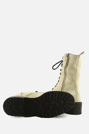 Massimo Dutti Zipper Laces Combat Boots | 100% Authentic Leather - sundaybazar