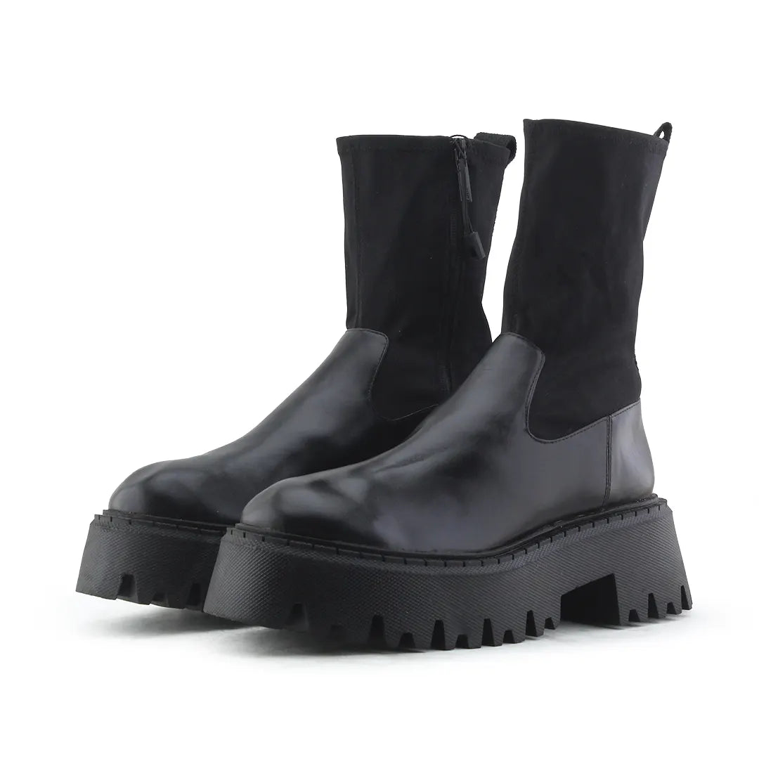Zara Zipper Stretchable Ankle Boot | 100% Authentic Leather