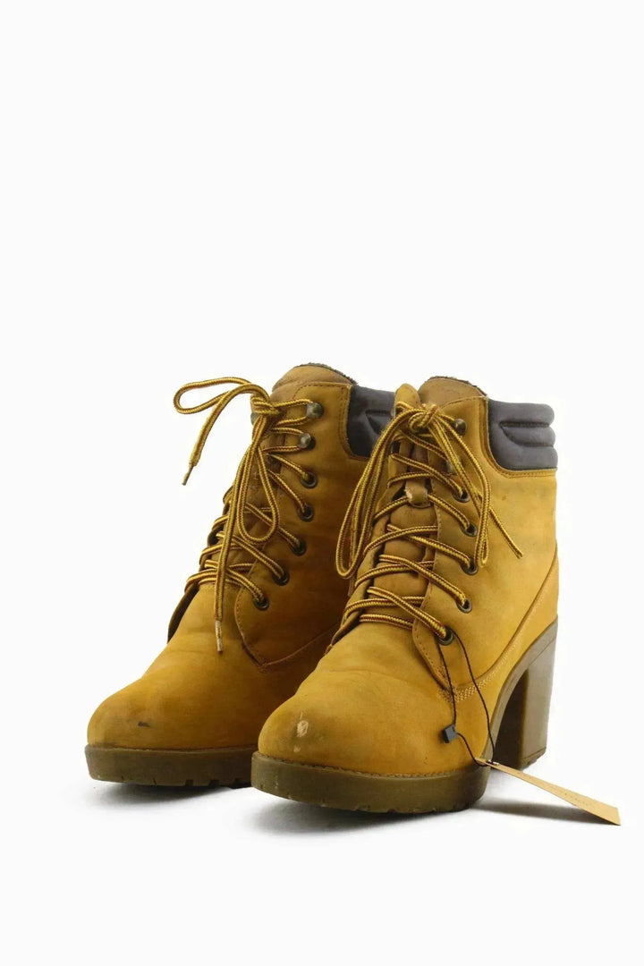 European Brand Laces Block Ankle Boots | 100% Authentic Leather - sundaybazar