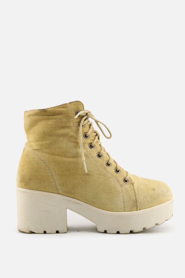 European Brand Laces Block Ankle Boots | Suede