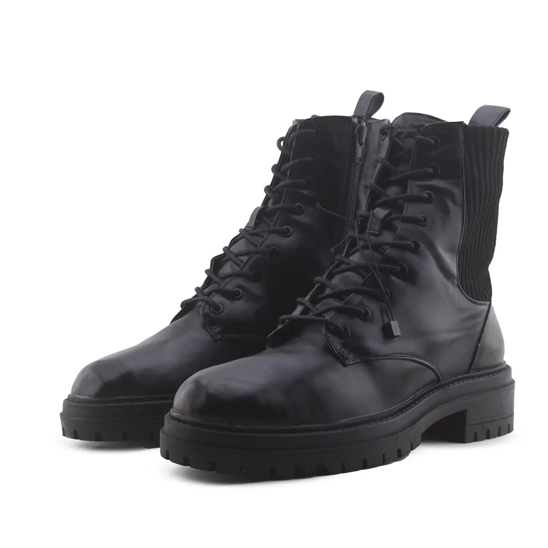 Lefties Stretchable Zipper Lace Up Ankle Boot | 100% Authentic Leather