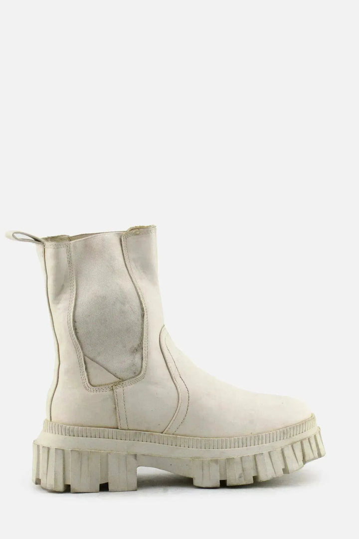 Stradivarius Stretchable Combat Ankle Boots | 100% Authentic Leather - sundaybazar