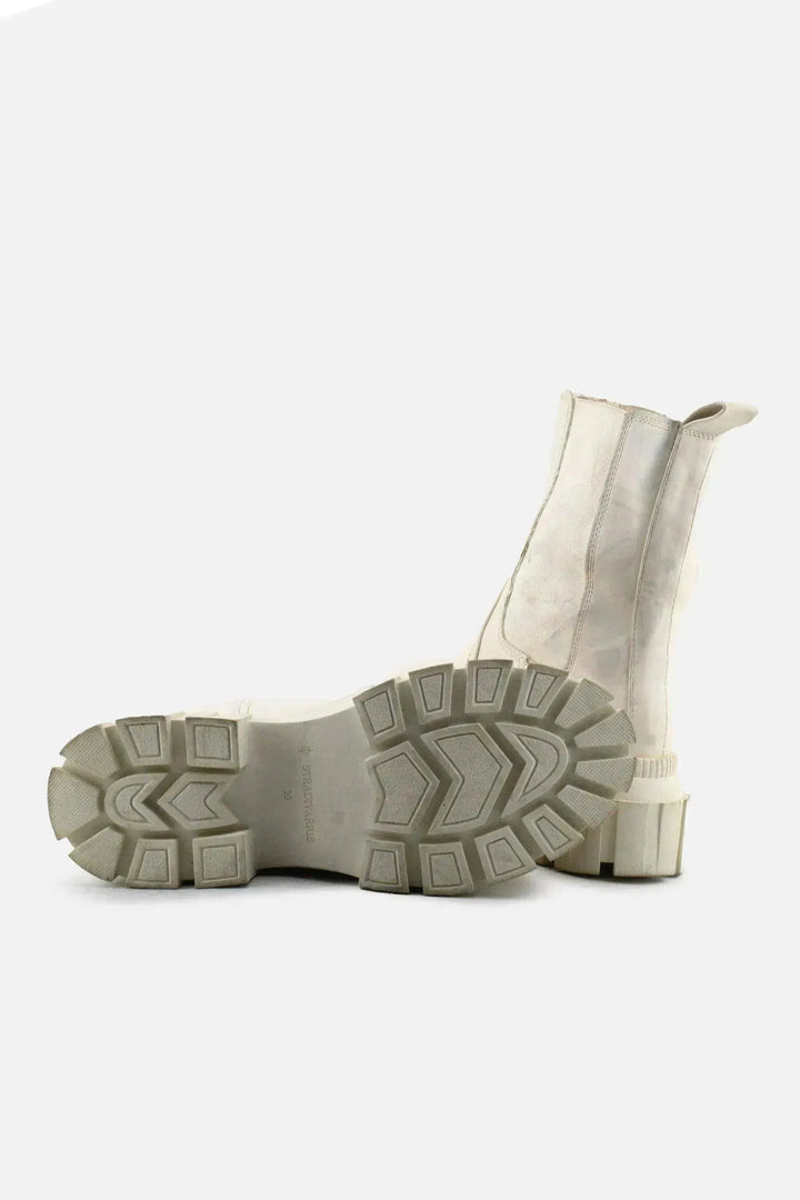 Stradivarius Stretchable Combat Ankle Boots | 100% Authentic Leather - sundaybazar