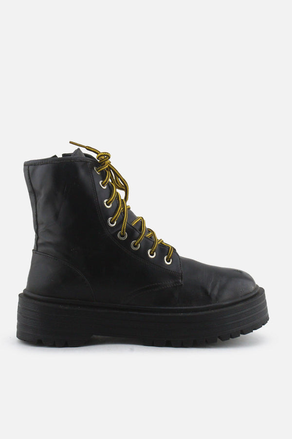 Pull & Bear Zipper Laces Combat Ankle Boots | 100% Authentic Leather