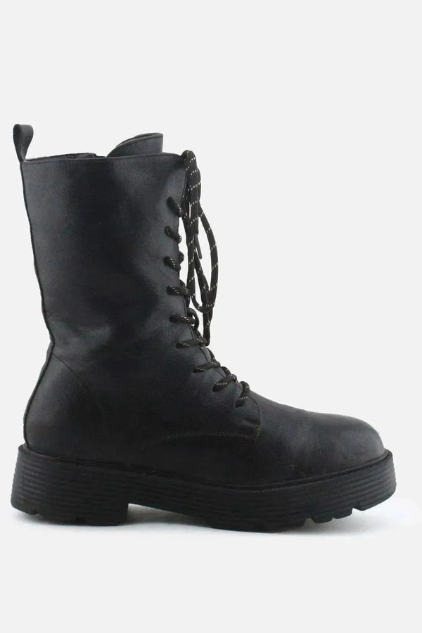 Jenny Fairy Zipper Laces Combat Ankle Boots | 100% Authentic Leather - sundaybazar