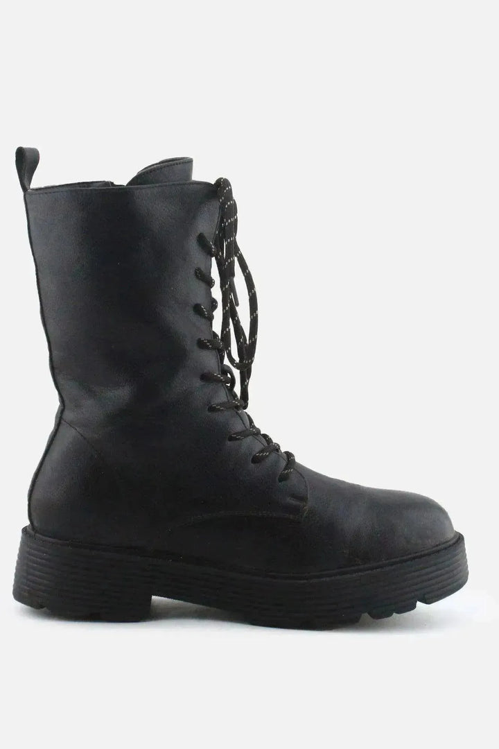 Jenny Fairy Zipper Laces Combat Ankle Boots | 100% Authentic Leather - sundaybazar
