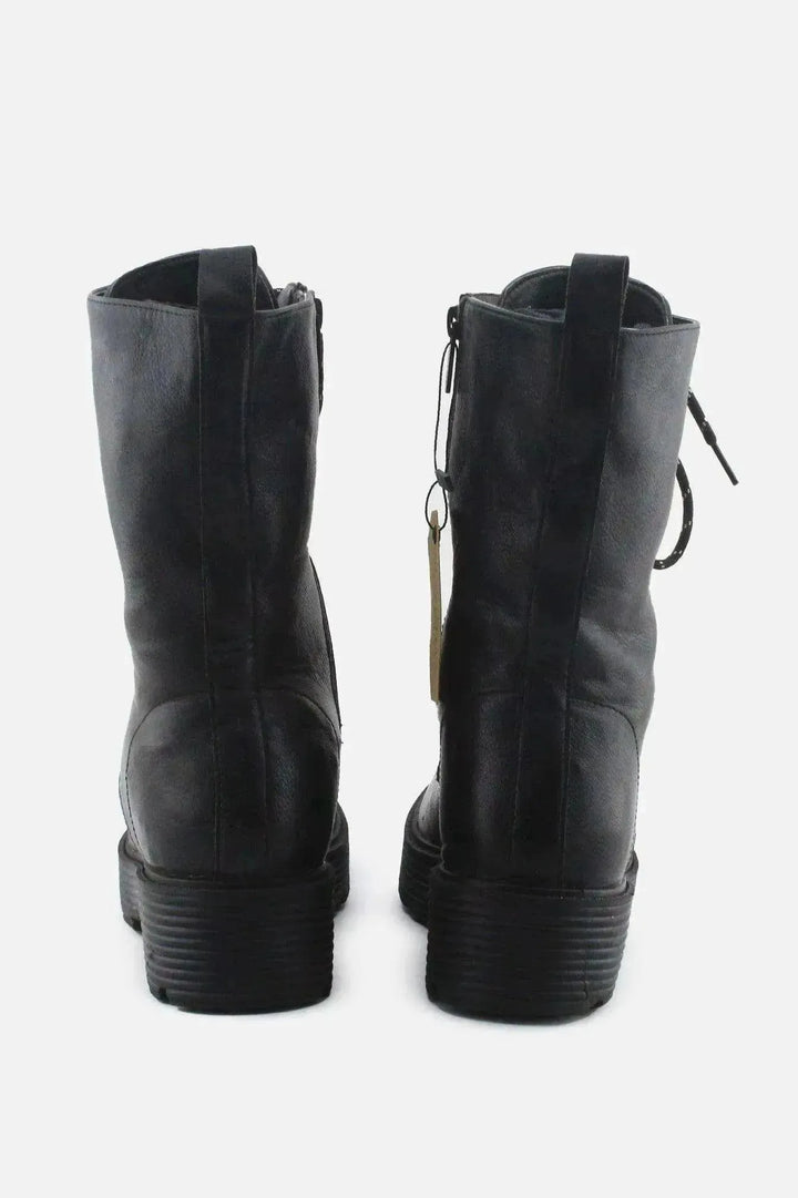 Jenny Fairy Zipper Laces Combat Ankle Boots | 100% Authentic Leather - sundaybazar
