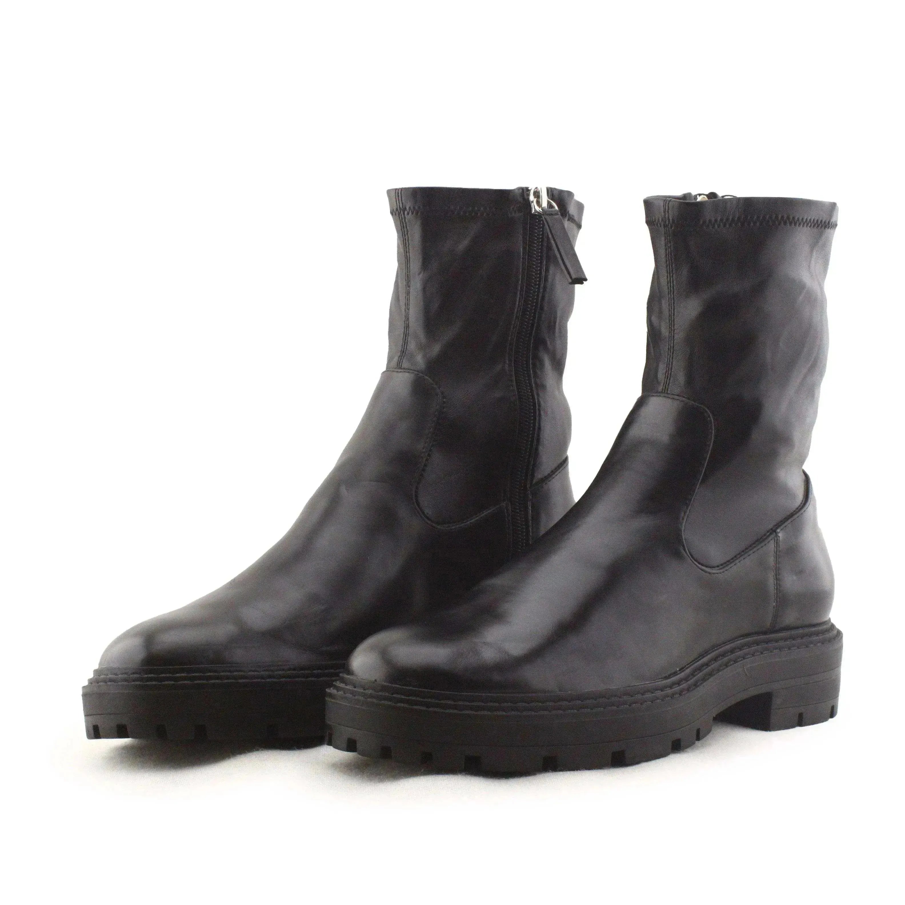 Zara Zipper Ankle Boots | 100% Authentic leather - sundaybazar