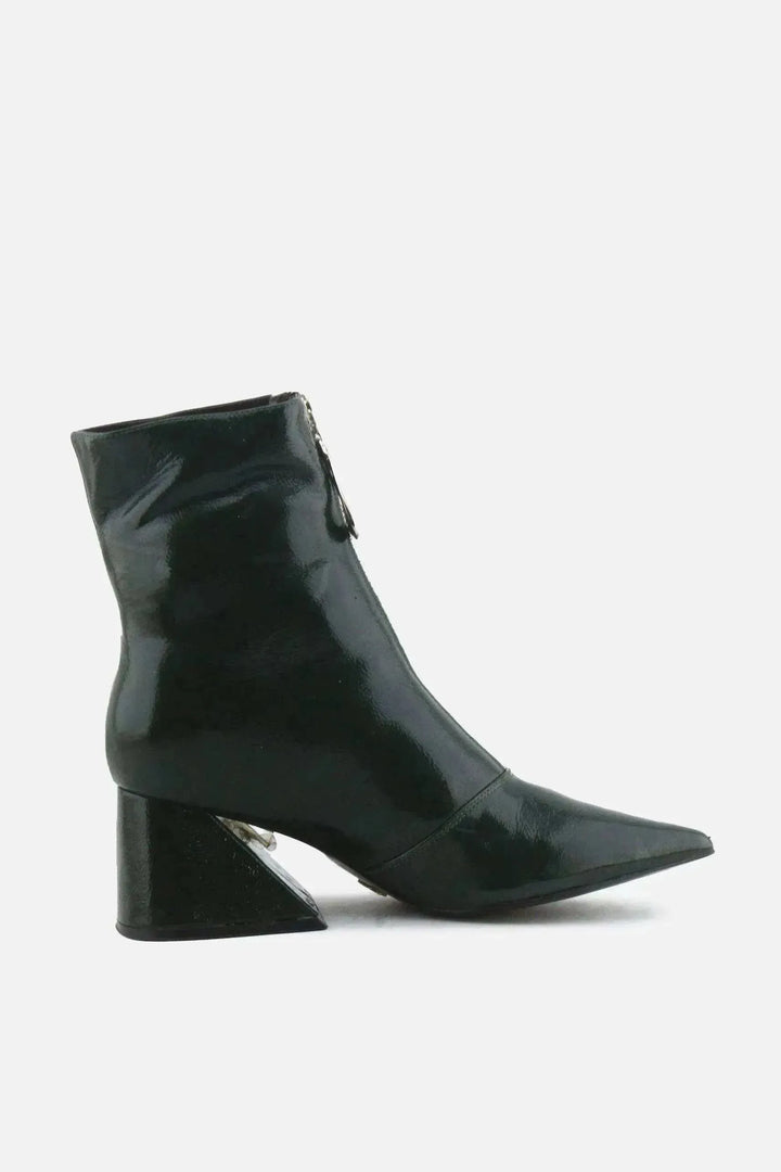 Lin Zipper Block Ankle Boots | 100% Synthetic Leather - sundaybazar