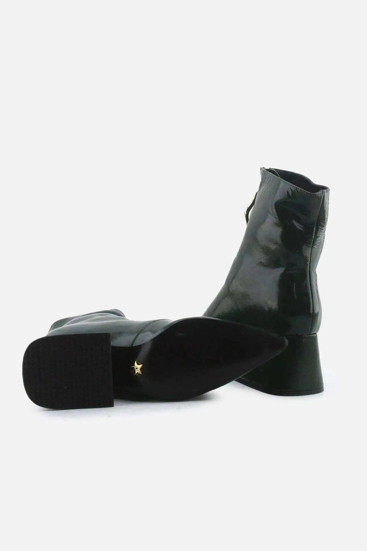 Lin Zipper Block Ankle Boots | 100% Synthetic Leather - sundaybazar