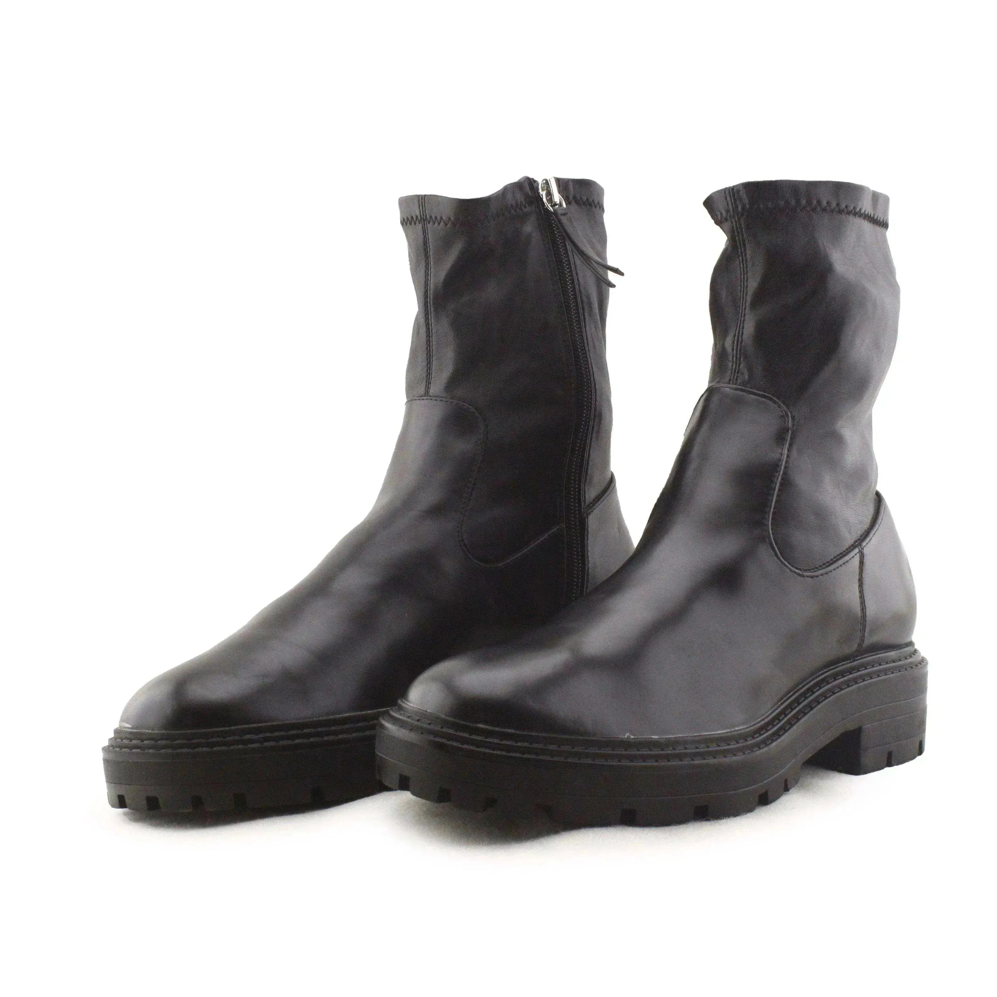 Zara Zipper Ankle Boots | 100% Authentic leather - sundaybazar