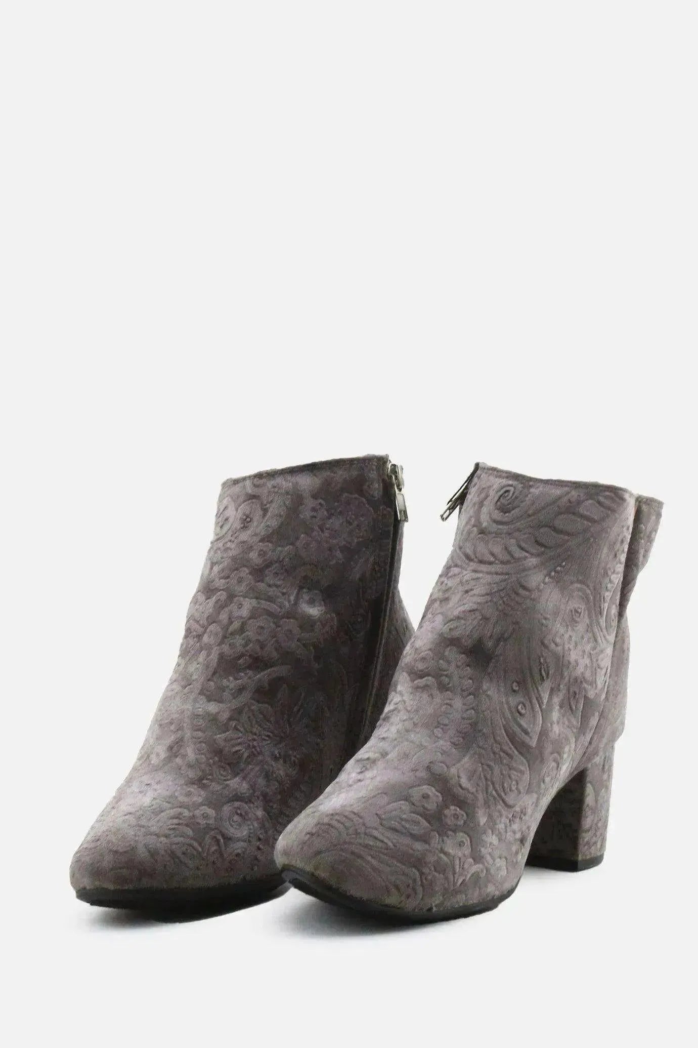 Zigisoho Zipper Block Ankle Boots | Textile - sundaybazar