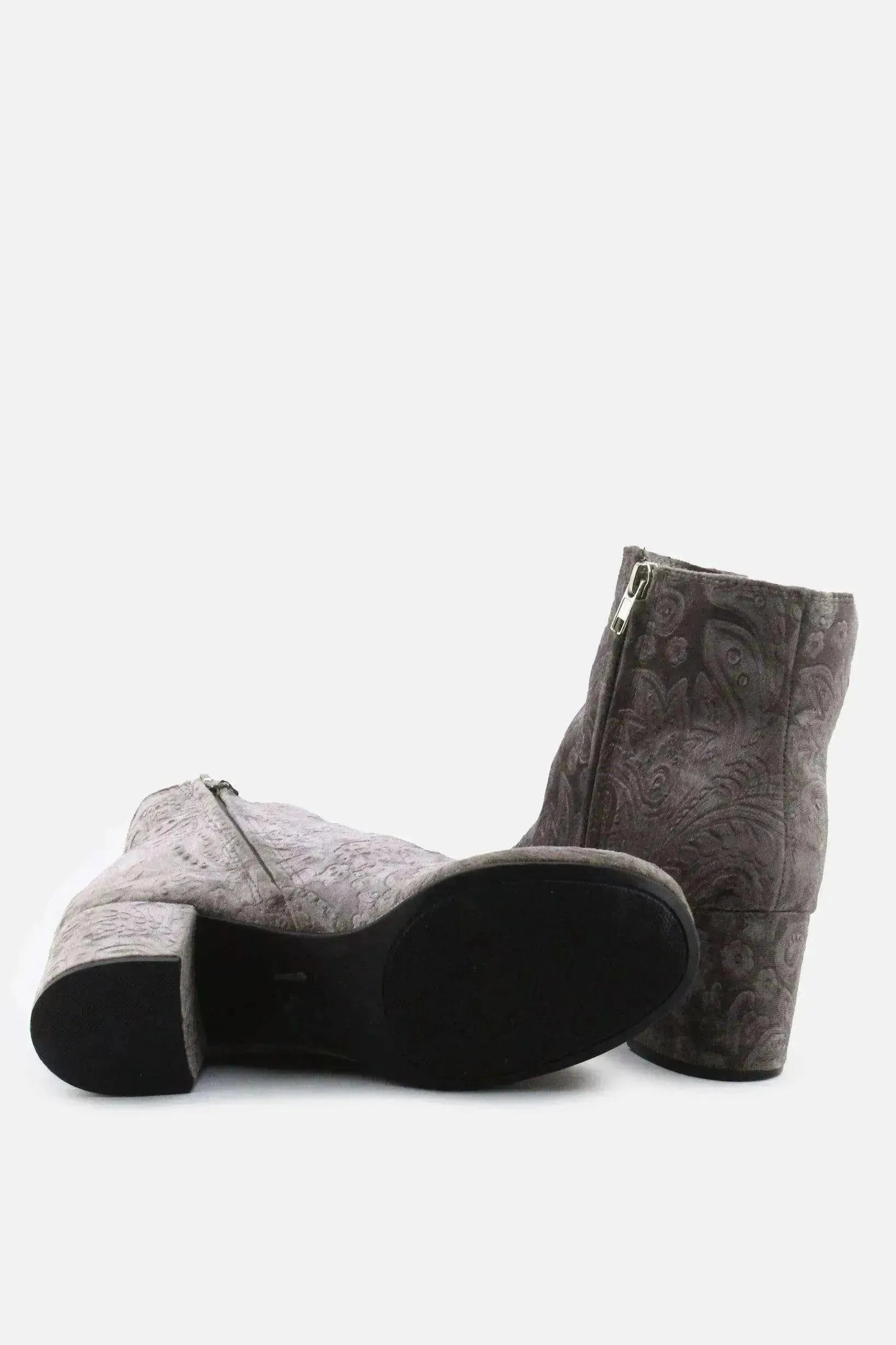 Zigisoho Zipper Block Ankle Boots | Textile - sundaybazar
