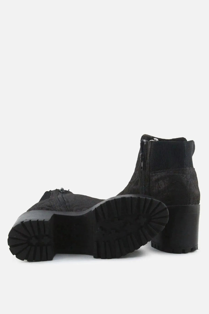Primark Zipper Block Ankle Boots | Textile - sundaybazar