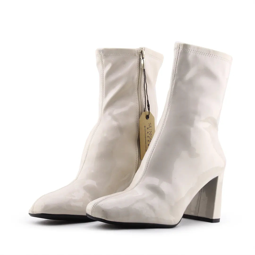 Bershka Zipper Patent Ankle Boot