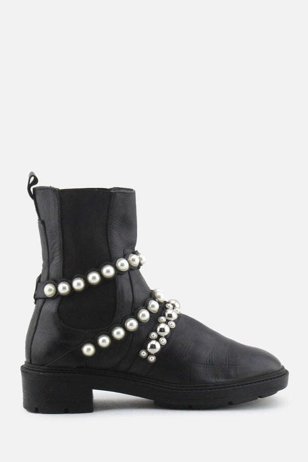 Zara Pearl Straps Stretchable Chelsea Ankle Boots | 100% Authentic Leather