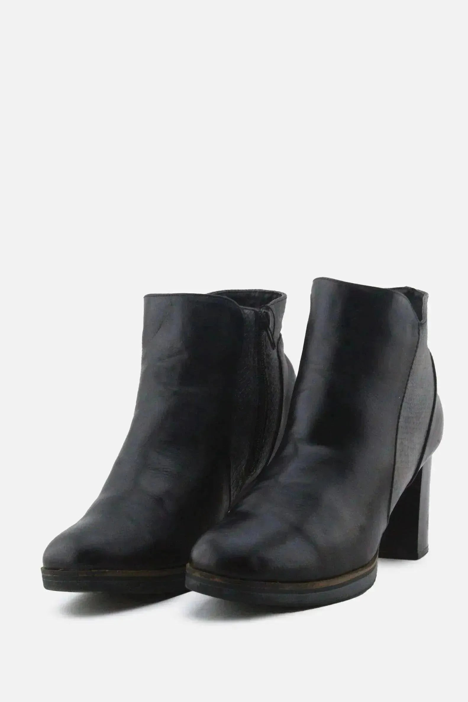 European Brand Zipper Block Ankle Boots | 100% Authentic Leather - sundaybazar