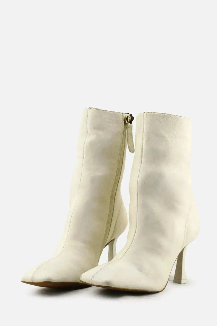 Zara Zipper Stilettos Heels Ankle Boots | 100% Authentic Leather - sundaybazar