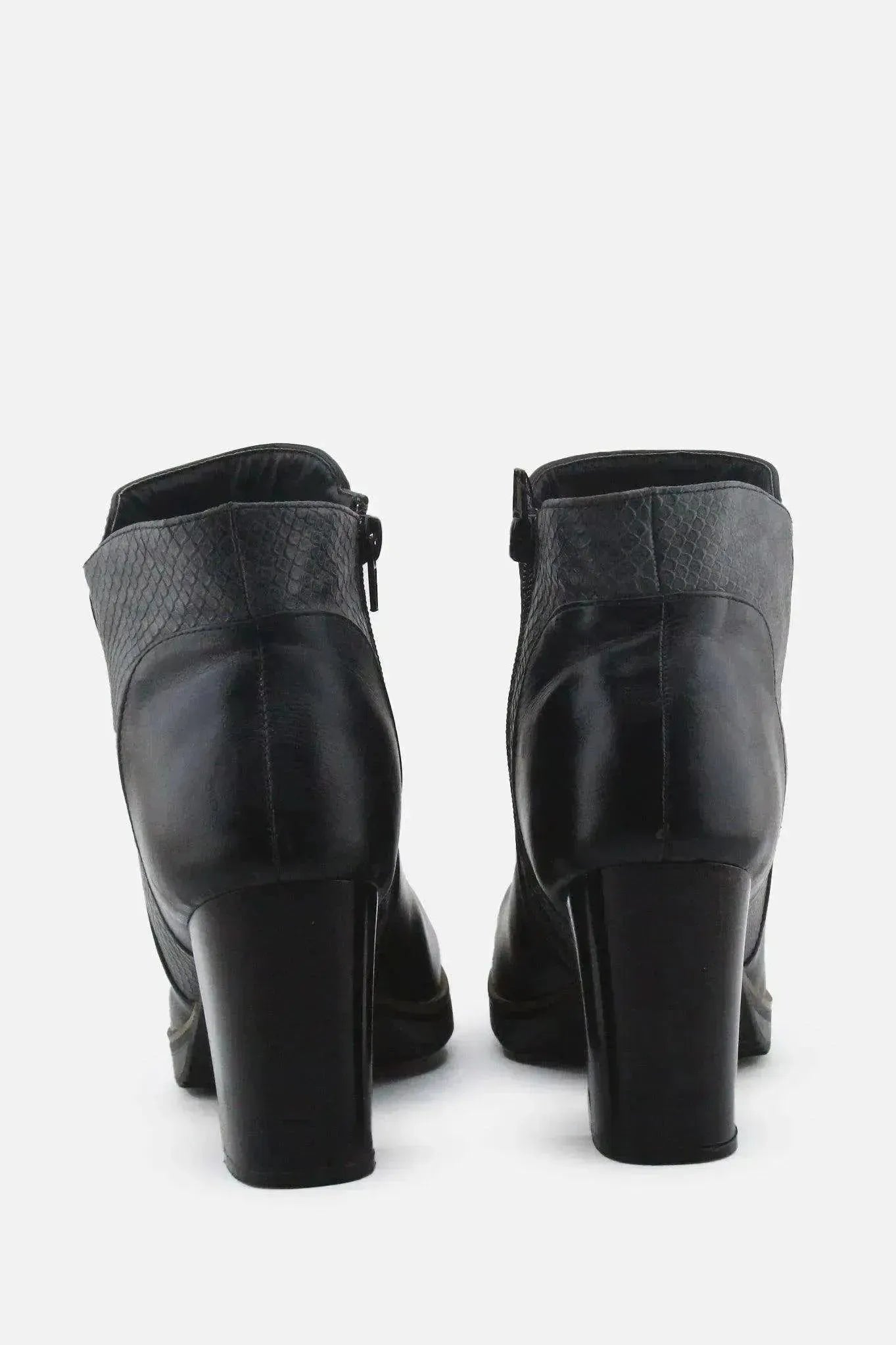 European Brand Zipper Block Ankle Boots | 100% Authentic Leather - sundaybazar